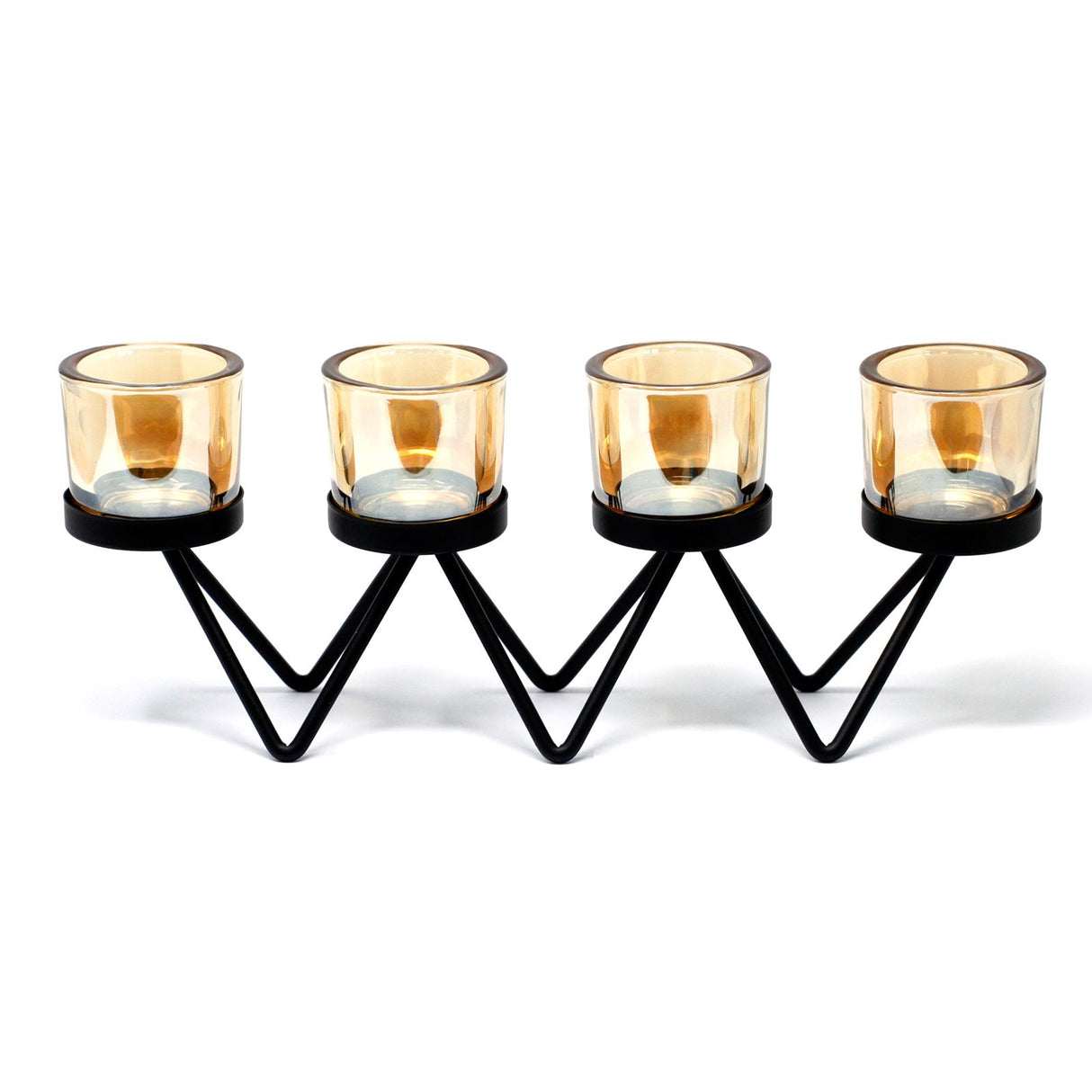 Centrepiece Iron Votive Candle Holder - 4 Cup Zig Zag AW-Dropship
