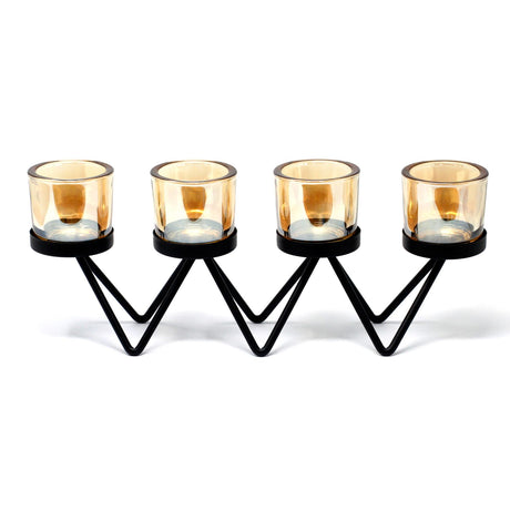 Centrepiece Iron Votive Candle Holder - 4 Cup Zig Zag AW-Dropship