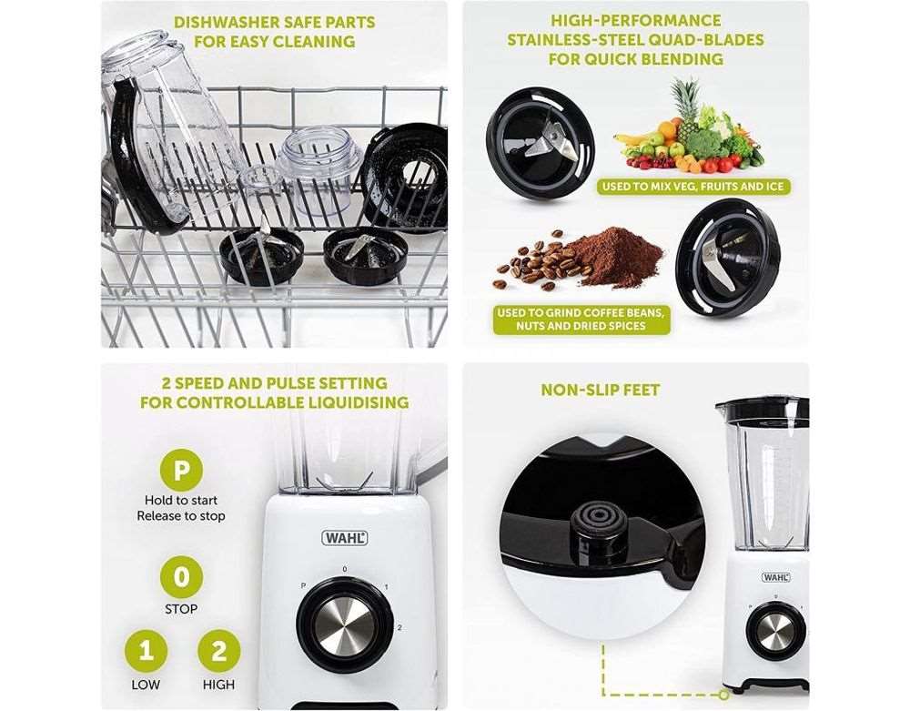 Wahl 500W 1.5L Table Blender with Grinder Attachment- ZY122 Wahl