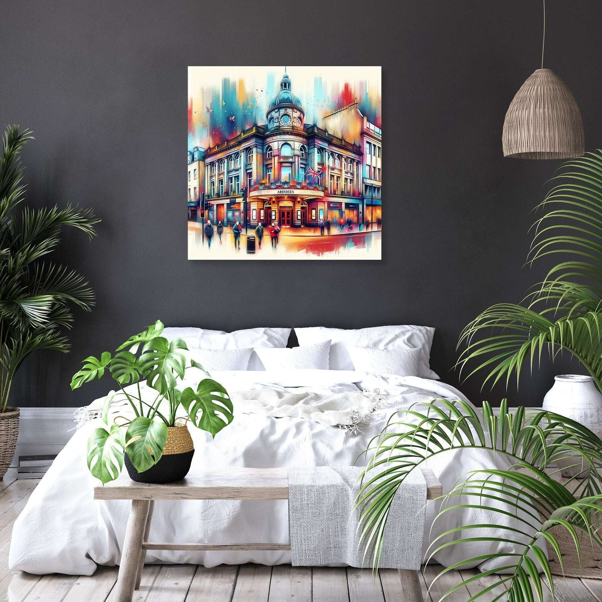 Colourful Wall Art Canvas featuring a vibrant cityscape for modern home decor