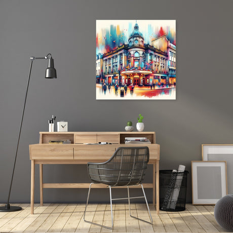 Vibrant Wall Art Canvas of a Cityscape Featuring a Colourful Building