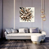 Contemporary Wall Art Canvas featuring abstract design, displayed above a stylish sofa in modern living room