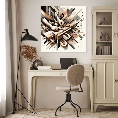 Abstract wall art canvas featuring geometric shapes and earthy tones, perfect for modern decor