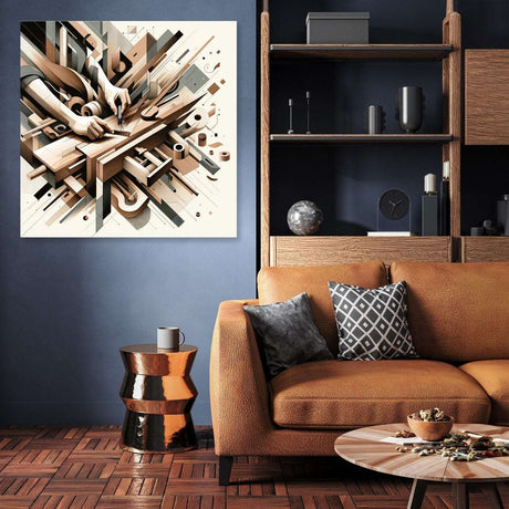 Modern artistic Wall Art Canvas featuring creative hands on a geometric background, ideal for stylish interiors.