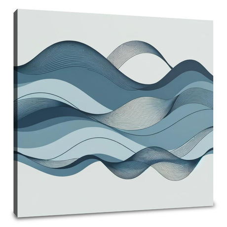 Abstract Wall Art Canvas featuring flowing blue waves for contemporary home decor