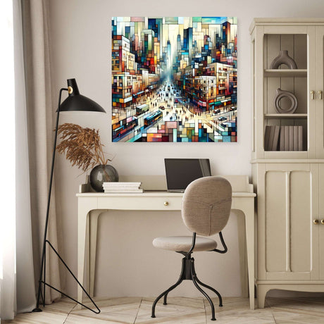 Vibrant Wall Art Canvas featuring an abstract cityscape for modern home decor