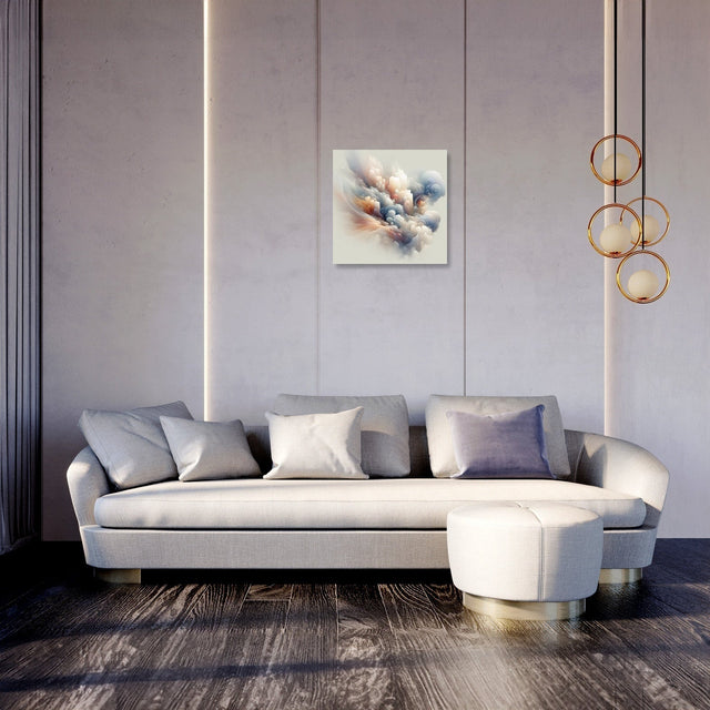 Stylish Wall Art Canvas in a modern living room featuring soft cloud-like designs