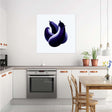 Colourful wall art canvas featuring three eggplants on a white background for modern kitchens