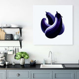 Modern Wall Art Canvas featuring abstract eggplant illustrations in vibrant purple tones for contemporary kitchens