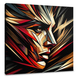 Abstract Wall Art Canvas with a striking geometric face design and vibrant colours for modern decor