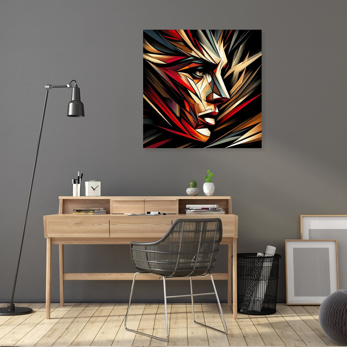 Vibrant wall art canvas featuring an abstract face design, perfect for modern interiors