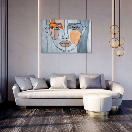 Modern Wall Art Canvas featuring an abstract portrait in muted tones, ideal for contemporary living spaces