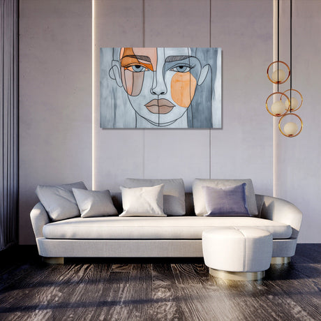 Modern Wall Art Canvas featuring an abstract portrait in muted tones, ideal for contemporary living spaces