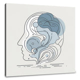 Abstract Wall Art Canvas featuring a stylised human head design with flowing lines and blue accents