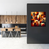 Colourful wall art canvas featuring abstract fruit and wine for modern kitchen decor