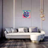 Colourful Wall Art Canvas displaying abstract geometric shapes in a modern living room setting