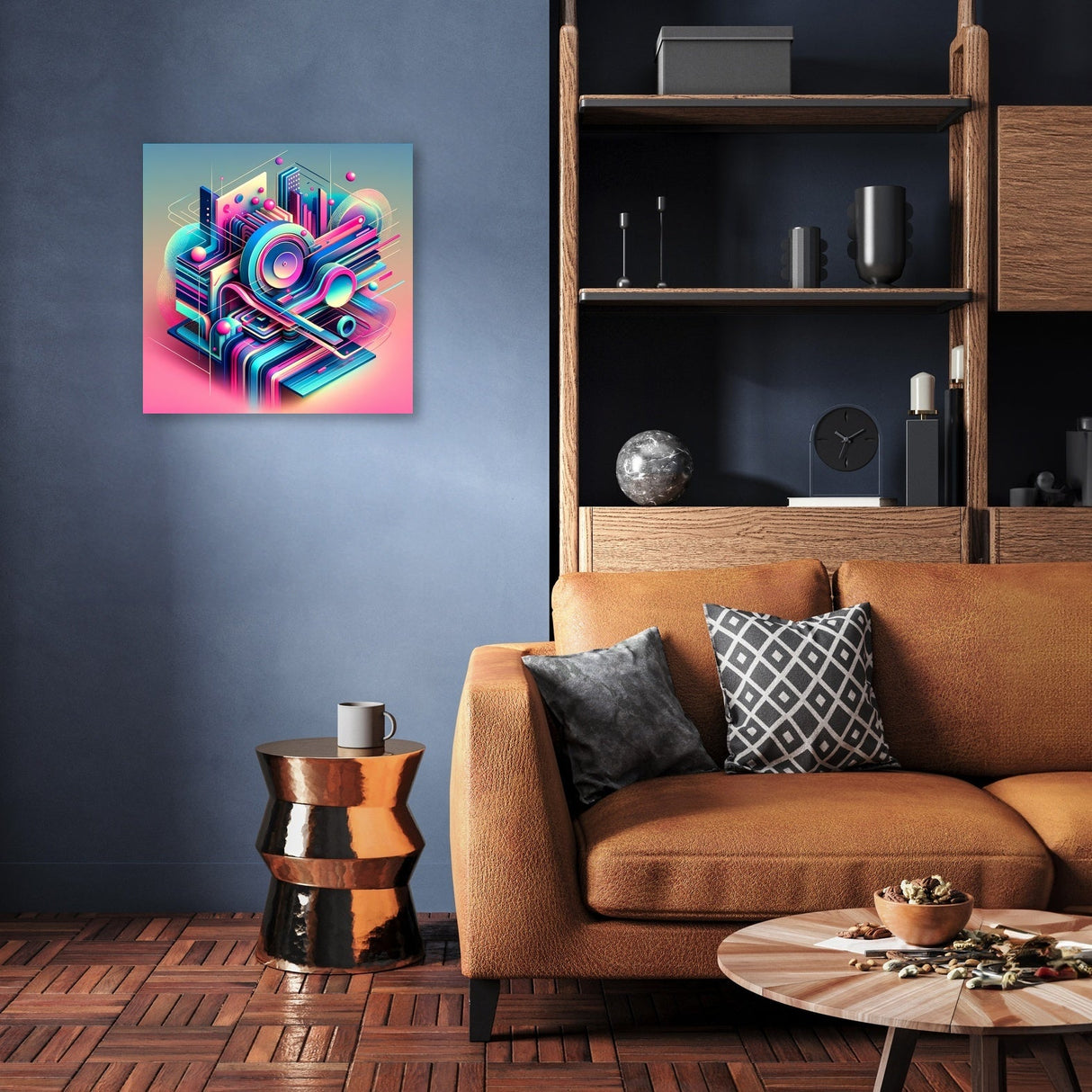 Vibrant modern Wall Art Canvas featuring abstract design in a stylish living room setting