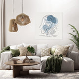 Abstract Wall Art Canvas featuring a serene profile design in soothing blue tones for modern interiors