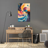 Colourful abstract Wall Art Canvas depicting planets and swirling galaxy design for modern decor