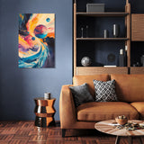 Abstract Wall Art Canvas featuring vibrant colours and cosmic themes, enhancing modern home decor