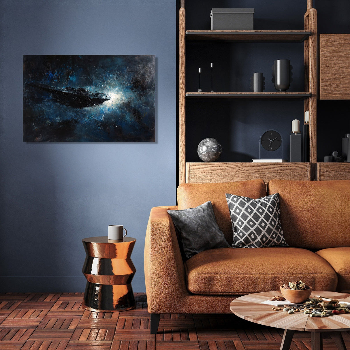 Stunning Wall Art Canvas featuring a cosmic scene, perfect for modern living room decor
