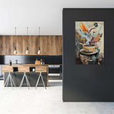 Vibrant Wall Art Canvas featuring a surreal teacup painting, perfect for modern kitchen decor