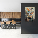 Vibrant Wall Art Canvas featuring a surreal teacup painting, perfect for modern kitchen decor