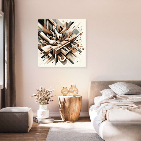 Abstract Wall Art Canvas featuring geometric shapes and earthy tones for modern interiors