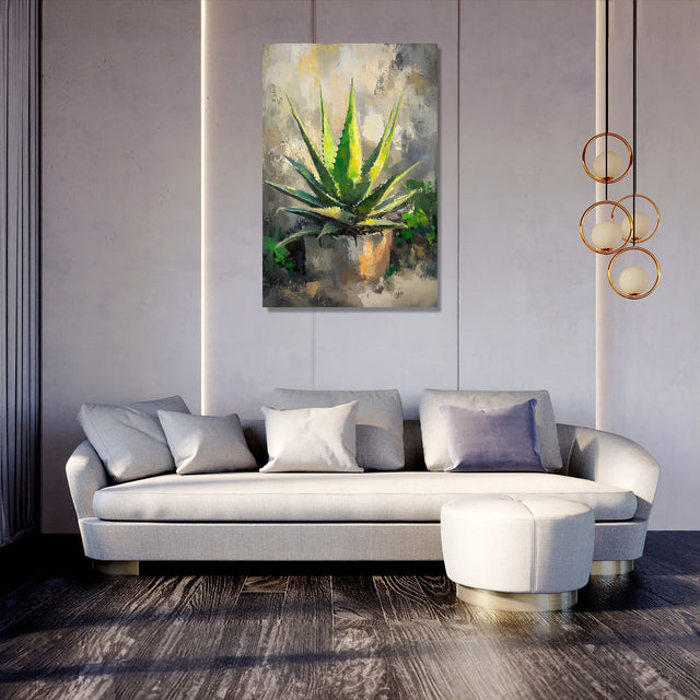 Contemporary Wall Art Canvas featuring a vibrant green plant for modern home decor