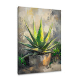 Vibrant Wall Art Canvas featuring a green aloe vera plant in a textured pot