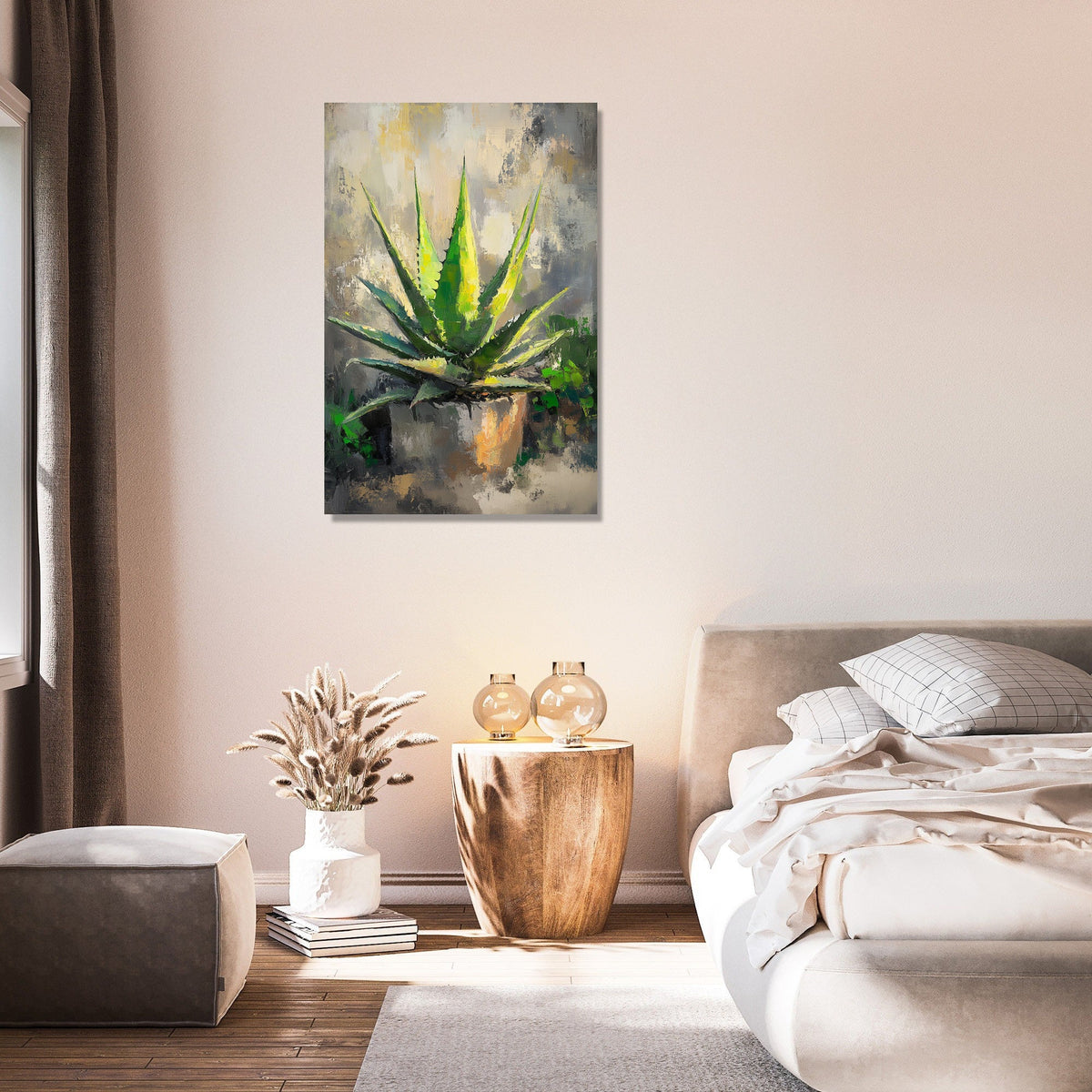 Stylish Wall Art Canvas featuring a vibrant aloe vera plant for modern home decor