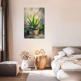 Stylish Wall Art Canvas featuring a vibrant aloe vera plant for modern home decor