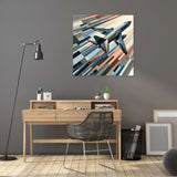Modern Wall Art Canvas featuring a stylised airplane against a geometric background for contemporary decor