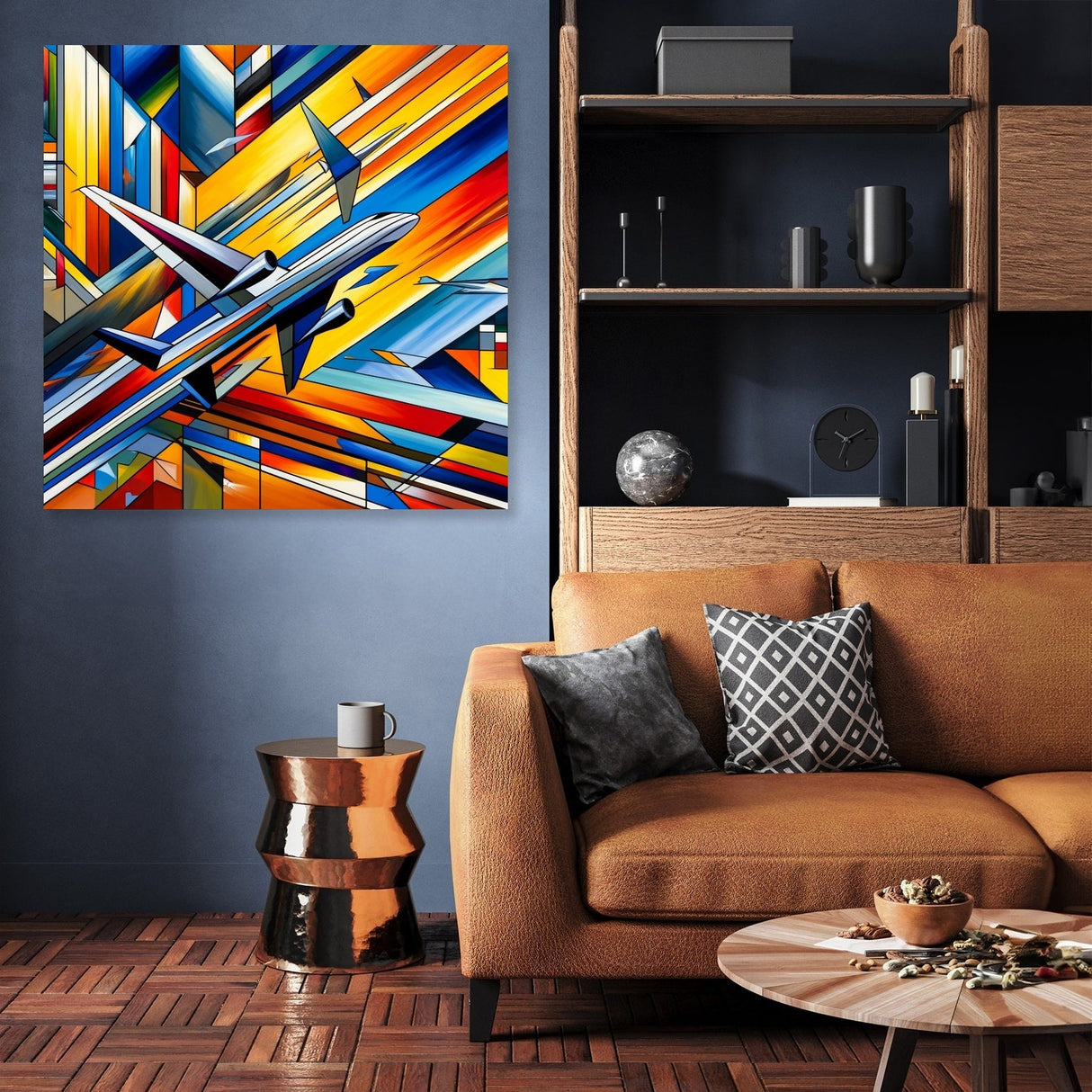 Vibrant Wall Art Canvas featuring a modern airplane design in bright colours for stylish home decor