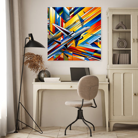 Vibrant Wall Art Canvas featuring abstract planes and colourful patterns for modern decor
