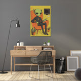 Unique Wall Art Canvas featuring a relaxed alien character in a vibrant setting