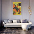 Colourful Wall Art Canvas featuring a cartoon alien sitting in an armchair surrounded by plants