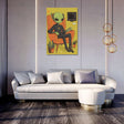 Colourful Wall Art Canvas featuring a cartoon alien sitting in an armchair surrounded by plants