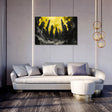 Abstract Wall Art Canvas depicting a dramatic yellow landscape with towering structures for modern interiors