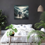 Wall Art Canvas featuring a truck on a mountain road, perfect for modern home decor
