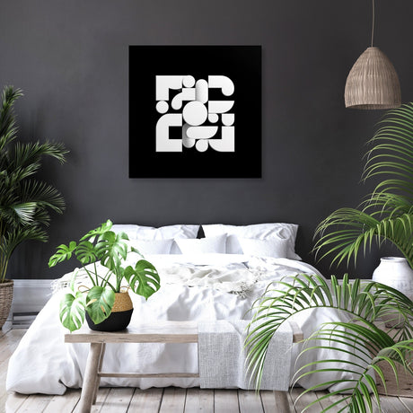 Modern Wall Art Canvas with Abstract Shapes and Black Background for Home Decor