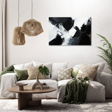 Modern abstract Wall Art Canvas in black and white, enhancing a stylish living room decor