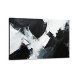 Abstract black and white wall art canvas with bold brush strokes for modern decor