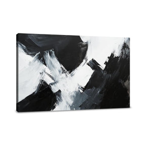 Abstract black and white wall art canvas with bold brush strokes for modern decor