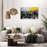 Modern Wall Art Canvas featuring a yellow taxi in a vibrant urban scene for stylish home decor