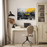 Stylish Wall Art Canvas featuring a dramatic urban scene with a lone figure and a vintage taxi