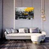 Stylish Wall Art Canvas featuring a yellow taxi amidst urban chaos, perfect for modern home decor