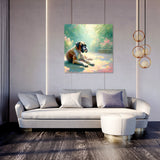 Stunning Wall Art Canvas featuring a serene dog resting in a beautifully lit room