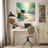 Beautiful Wall Art Canvas featuring a dog in a sunlit room, enhancing interior decor