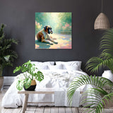 Beautiful wall art canvas featuring a serene dog in a tranquil setting, perfect for home decor